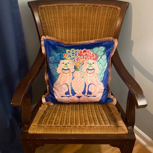 Pillow Cover Blue Monkeys OR Pink Green Staffordshire Dogs Grandmillennial NEW - Picture 11 of 17